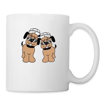 2 DJ chiens lunettes de soleil adolescent casquette casquette équipe - Mug blanc - blanc - Droite