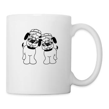 2 DJ chiens lunettes de soleil adolescent casquette casquette équipe - Mug blanc - blanc - Droite