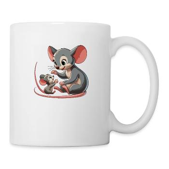 Mausmutter spielt mit Kind - Tasse - Weiß - Rechts