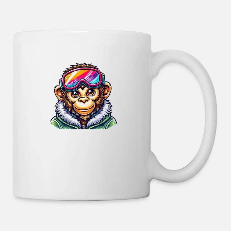 affe skibrille - Tasse - Weiß