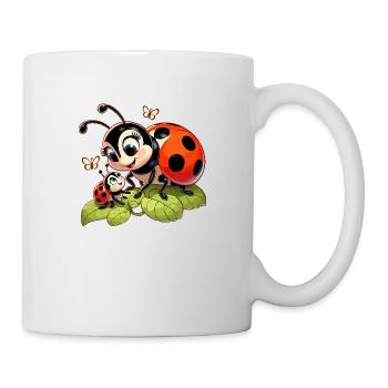 Marienkäfer Mutter spielt mit Kind - Tasse - Weiß - Rechts