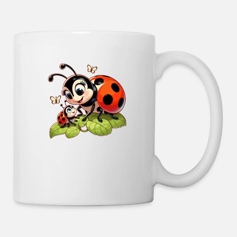 La mère coccinelle joue avec l’enfant - Mug blanc - blanc