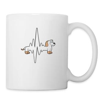 Hund Langer Dackel Puls Herzschlag Frequenz Lustig - Tasse - Weiß - Rechts