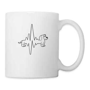 Hund Langer Dackel Puls Herzschlag Frequenz Lustig - Tasse - Weiß - Rechts