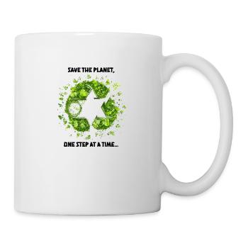Save the Planet: One Step at a Time - Tasse - Weiß - Rechts