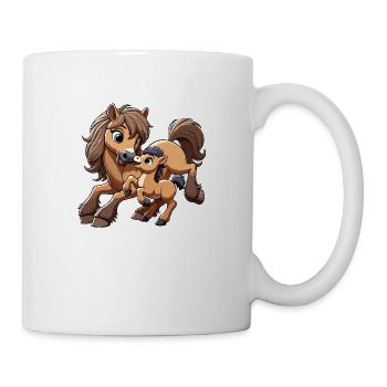 Cheval avec poulain - Mug blanc - blanc - Droite