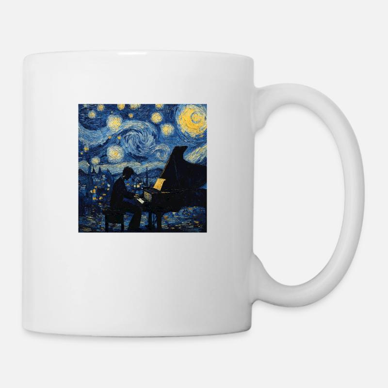 Klavier Piano Pianiste Van Gogh - Mug blanc - blanc