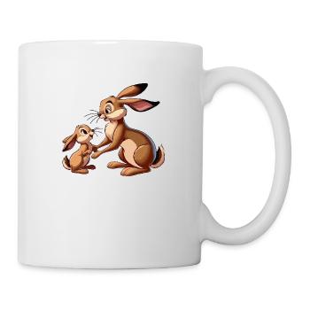 Hare with young brown - Mug - white - Right