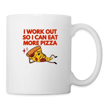 GYM fitness - workout for pizza - lustiger spruch - Tasse - Weiß - Rechts
