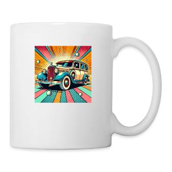 Retro car in pop art style - Mug - white - Right