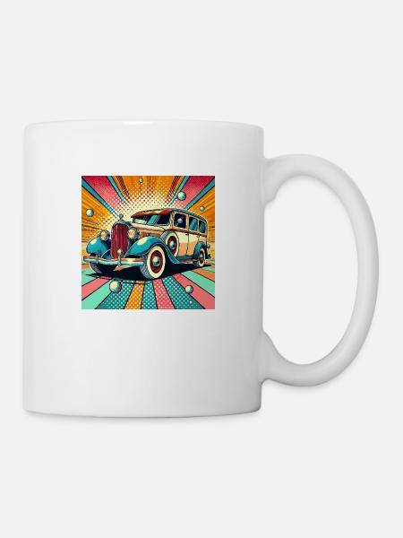Retro car in pop art style - Mug - white