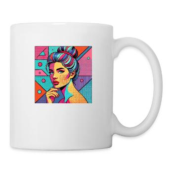 Colorful portrait in pop art style - Mug - white - Right