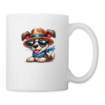 Chien avec un chapeau et des lunettes de soleil - Mug blanc - blanc - Droite