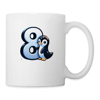 Kinderdesign – Pinguin mit Zahlen Freude - Tasse - Weiß - Rechts