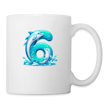 Kinderdesign – Delfin und Zahlen Spaß - Tasse - Weiß - Rechts