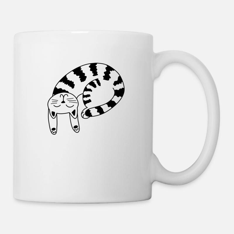 Katze Lineart - Tasse - Weiß