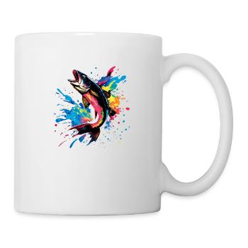 Angeln Angler Bunter Barsch Fisch - Tasse - Weiß - Rechts