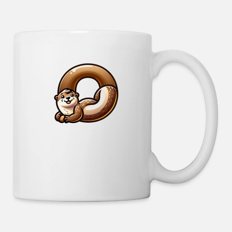 Cute otter design with the number "O" - Mug - white