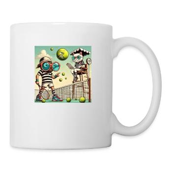 Tennis humour chat filet raquette balle - Mug blanc - blanc - Droite