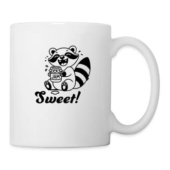 Mignon raton laveur mangeant de la confiture - Design « Sweet » - Mug blanc - blanc - Droite