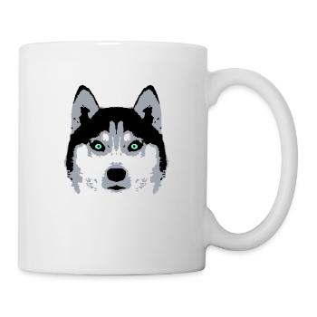 Hund Weißer Husky Gesicht Kopf Blaue Augen Cool - Tasse - Weiß - Rechts