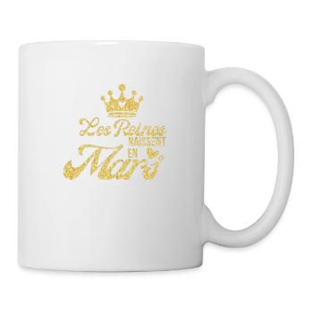 Königinnen werden im März geboren goldener Glitzer - Tasse - Weiß - Rechts