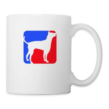 Symbole de silhouette de chien rouge bleu logo de sport carré - Mug blanc - blanc - Droite