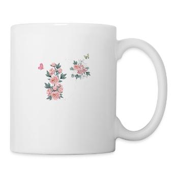 Letter d pink flowers - Mug - white - Right