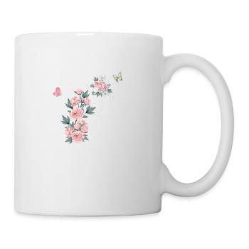 Buchstabe f rosa Blumen - Tasse - Weiß - Rechts