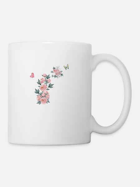 Lettre f fleurs rose - Mug blanc - blanc
