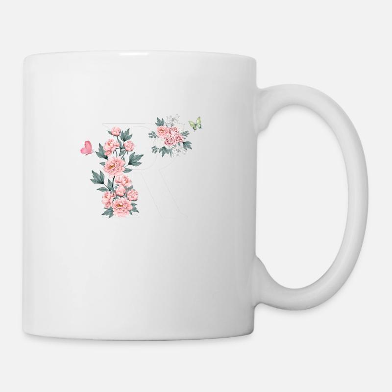 Lettre r fleurs rose - Mug blanc - blanc