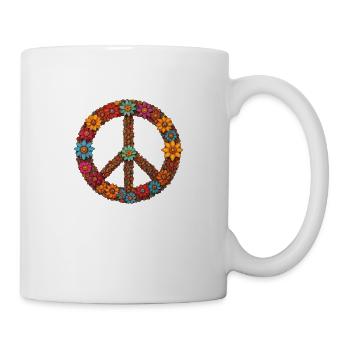 Symbole de paix avec des fleurs - Mug blanc - blanc - Droite