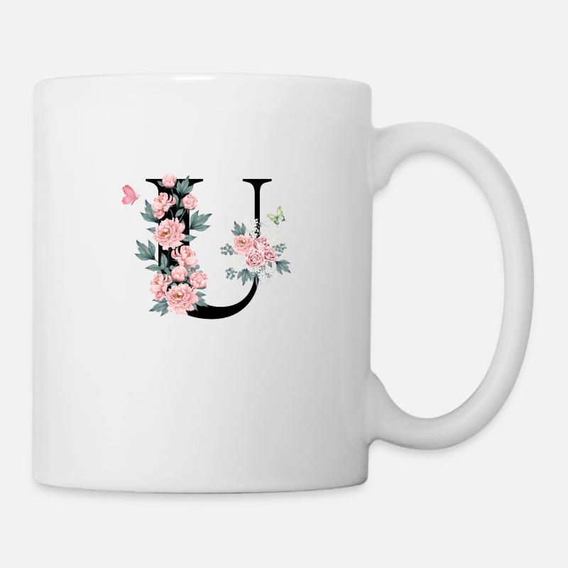 Lettre u fleurs rose - Mug blanc - blanc