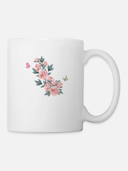Lettre x fleurs rose - Mug blanc - blanc