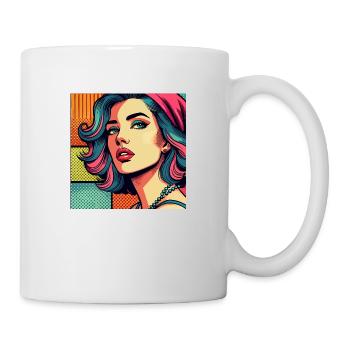 Pop-Art-Porträt einer Frau - Tasse - Weiß - Rechts
