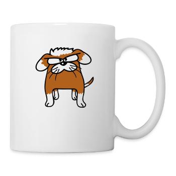 Hund Tier guckt böse wütend ernst aggressiv sauer - Tasse - Weiß - Rechts