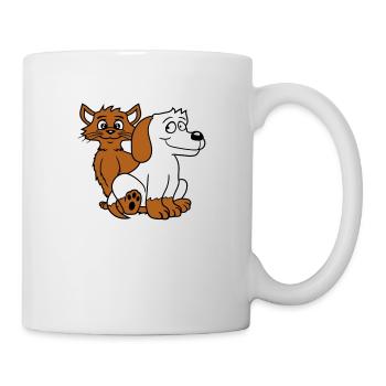 Dog Cat Two Friends Team Kitten 2 Duo Crew - Mug - white - Right