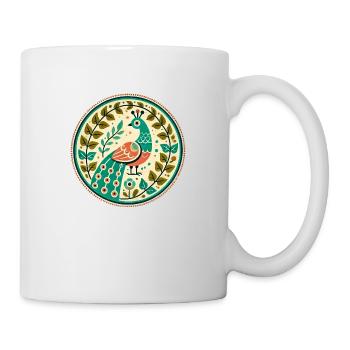 Paon Vintage - Mug blanc - blanc - Droite