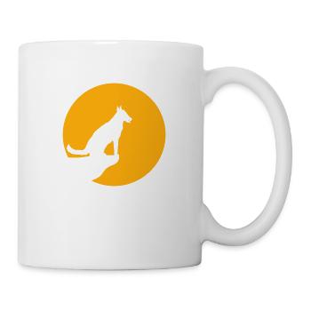 Dog Moon Wolf Cliff Night Sun Silhouette Mountain - Mug - white - Right