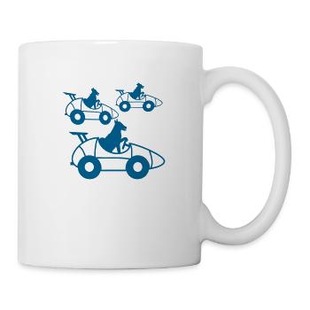 3 Hunde fahren Wettrennen Autosport Rennautos Team - Tasse - Weiß - Rechts