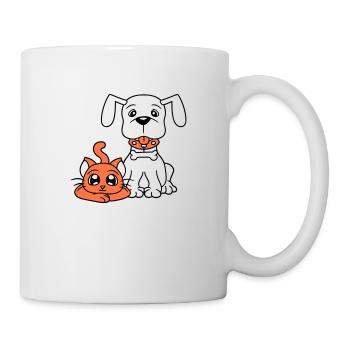 Chien Chat Deux Amis Équipe Chaton 2 Duo Équipage - Mug blanc - blanc - Droite