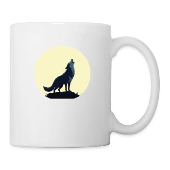 Loup hurlant devant la pleine lune - Mug blanc - blanc - Droite