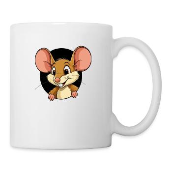 Maus kommt aus dem Loch - Tasse - Weiß - Rechts