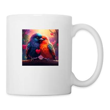 Glückliche Vögel Birds Romantik Love Valentinstag - Tasse - Weiß - Rechts
