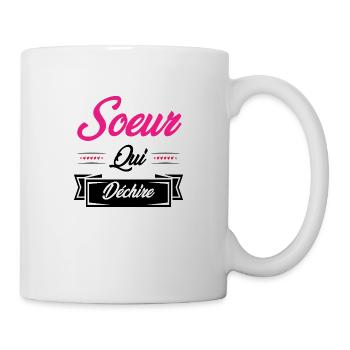 SCHWESTER, DIE ROCKT - Tasse - Weiß - Rechts