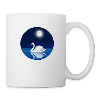 Schwan bei Vollmond - Tasse - Weiß - Rechts