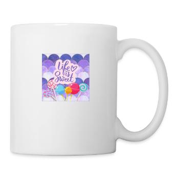 Life Is Sweet - Colourful Candy Lollipop Design - Mug - white - Right