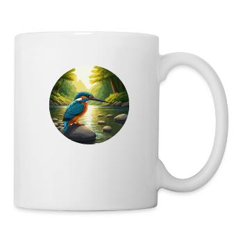 Kingfisher sits by stream - Mug - white - Right