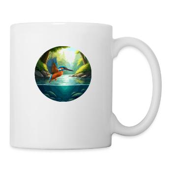 Kingfisher flies above stream - Mug - white - Right