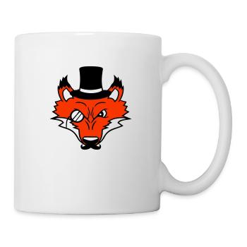 Fuchs Rotfuchs Sir Mr. Zylinder Hut Monokel Brille - Tasse - Weiß - Rechts